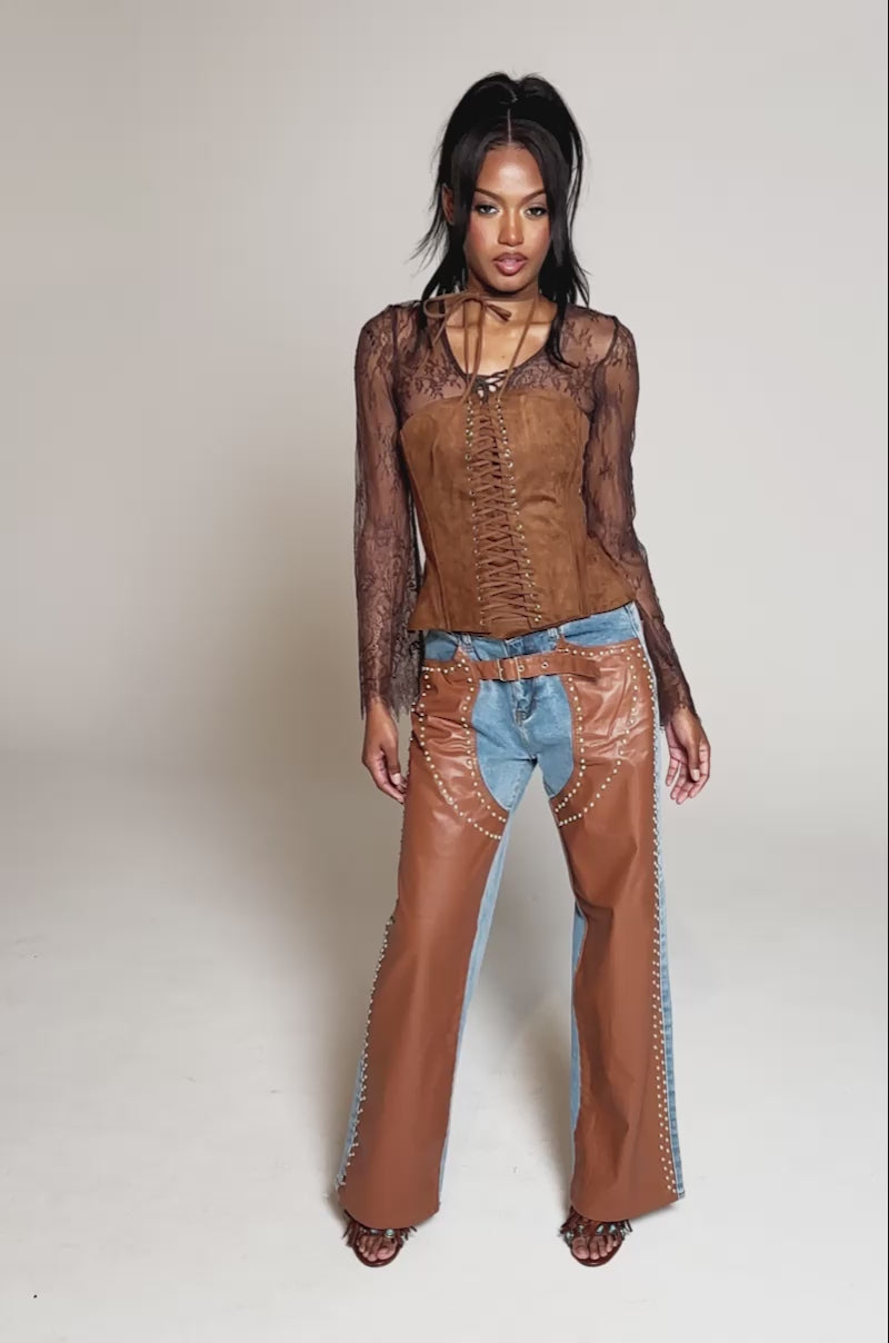 HOEDOWN CORSET IN BROWN – AKIRA