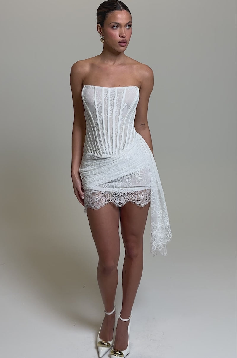 chinese dress ladies BONNIE SATIN AND LACE MINI DRESS – AKIRA main image 1