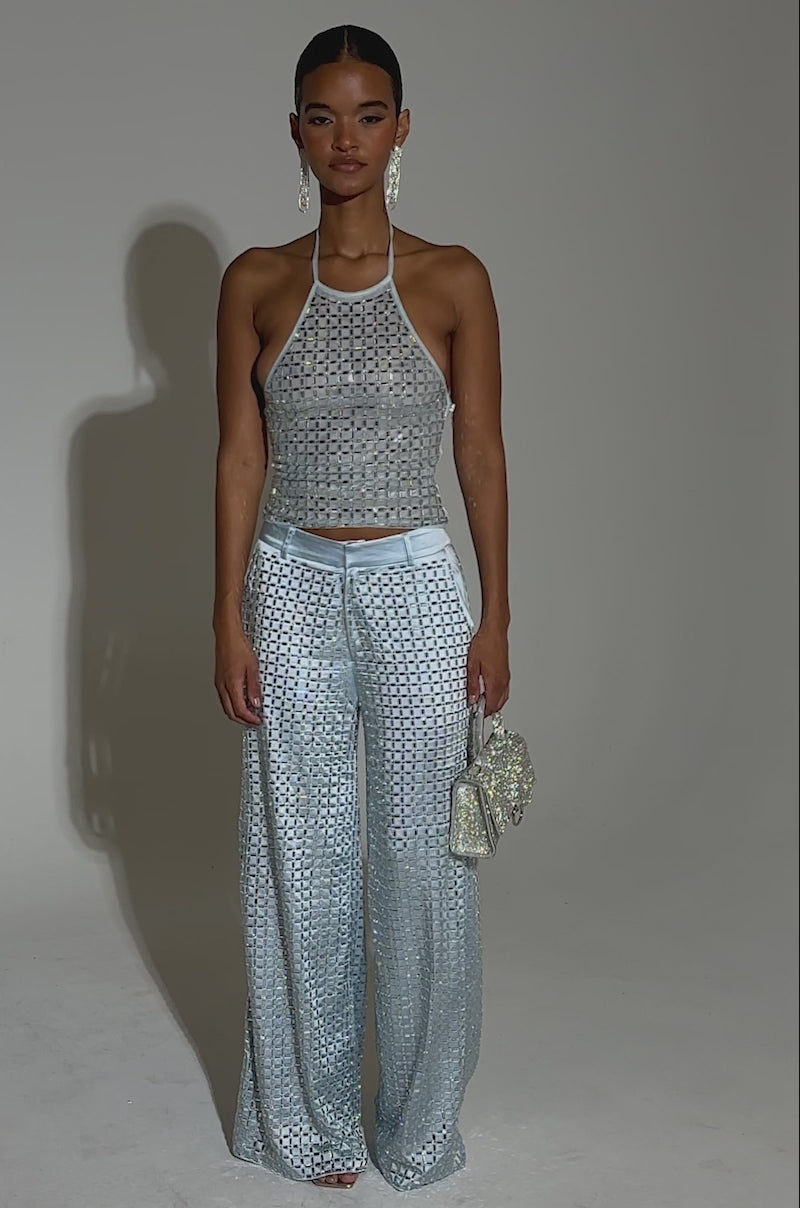 LILA EMBELLISHED MOCK NECK MESH TOP – AKIRA