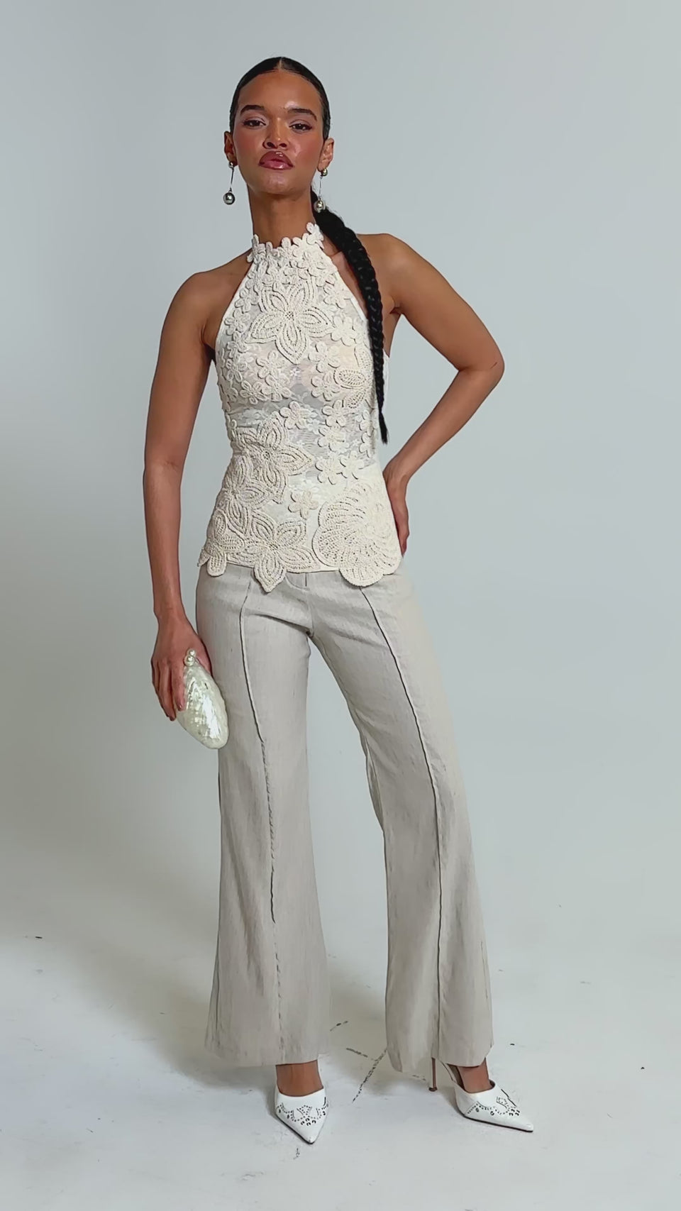 SANDY BEACHES MESH EMBROIDERED TOP – AKIRA