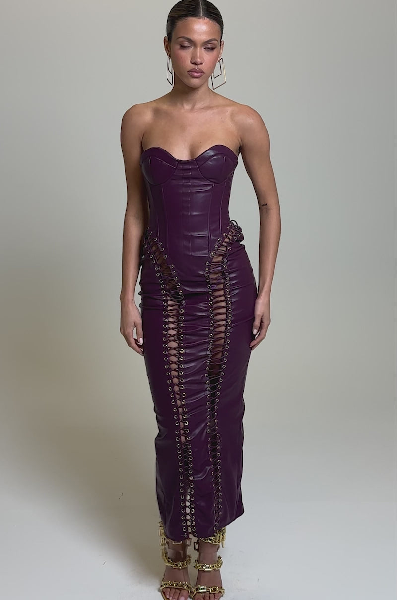WHAT THE HELLY PU MIDI DRESS – AKIRA