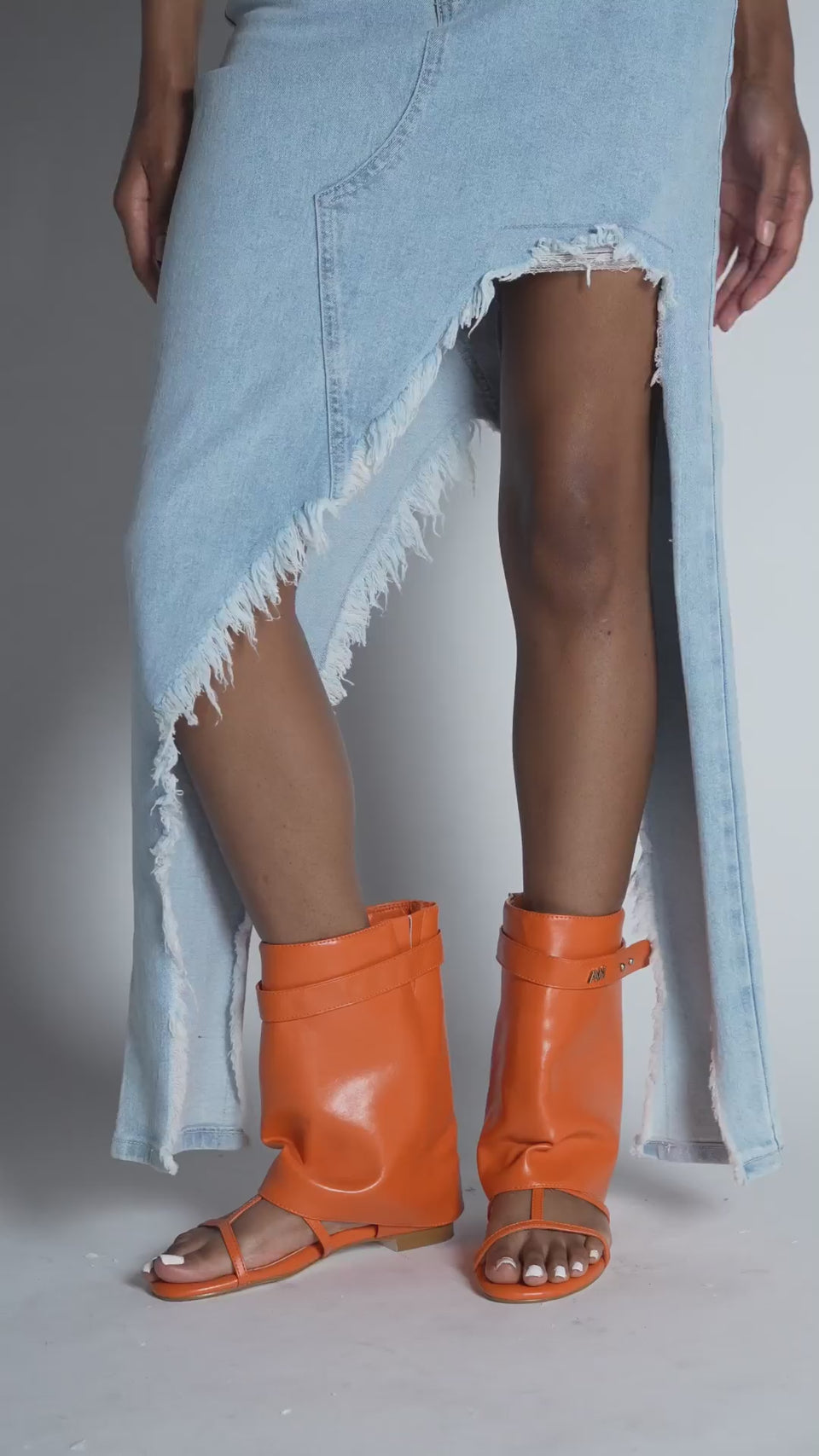 AZALEA WANG TORRE ORANGE OPEN TOE SANDAL BOOT