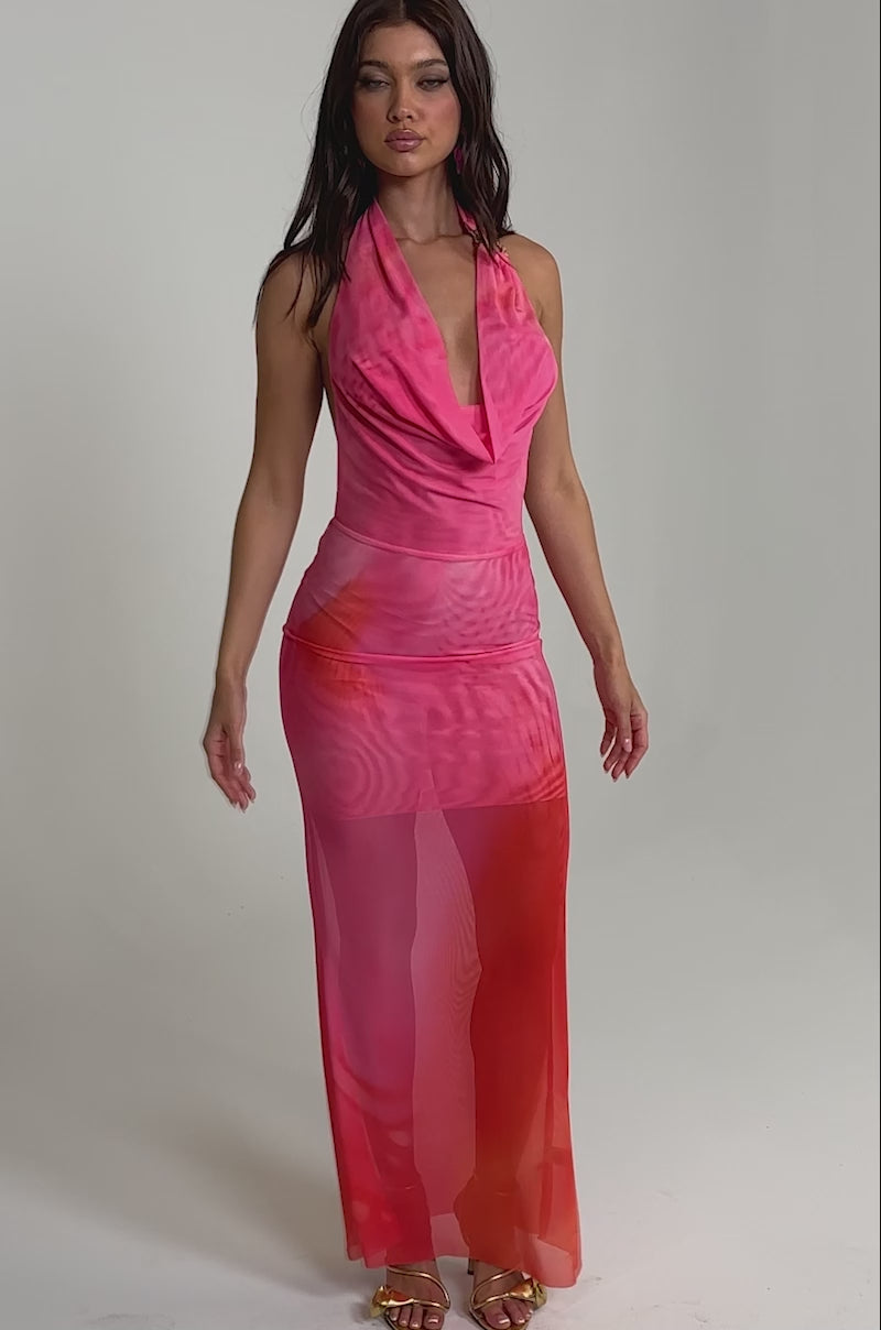 AKIRA Femme Flare Cowl Neck Maxi Dress | Size XL
