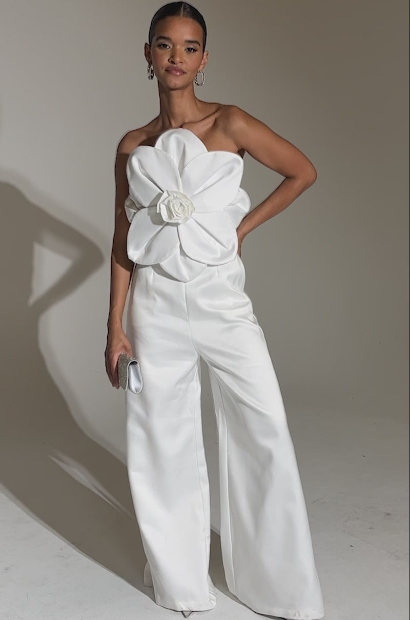 SUMMER BLOOMS WIDE LEG JUMPSUIT IN WHITE – AKIRA