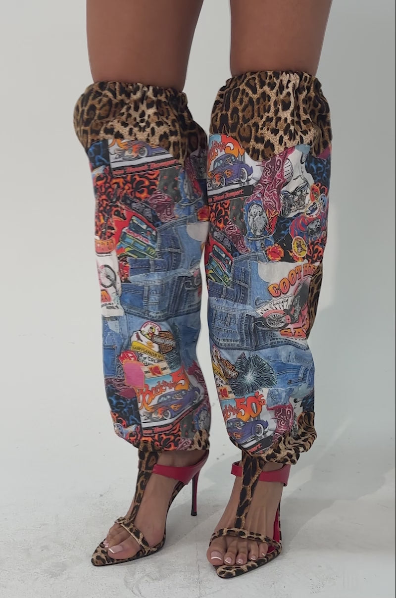 AKIRA GOLD ZIDANA DENIM MULTI BOOTIE WITH OPEN TOE