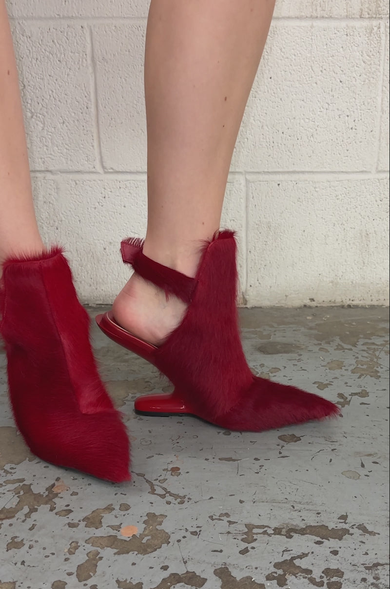AZALEA WANG JOST RED PONY HAIR UPPER WEDGE PUMP – AKIRA