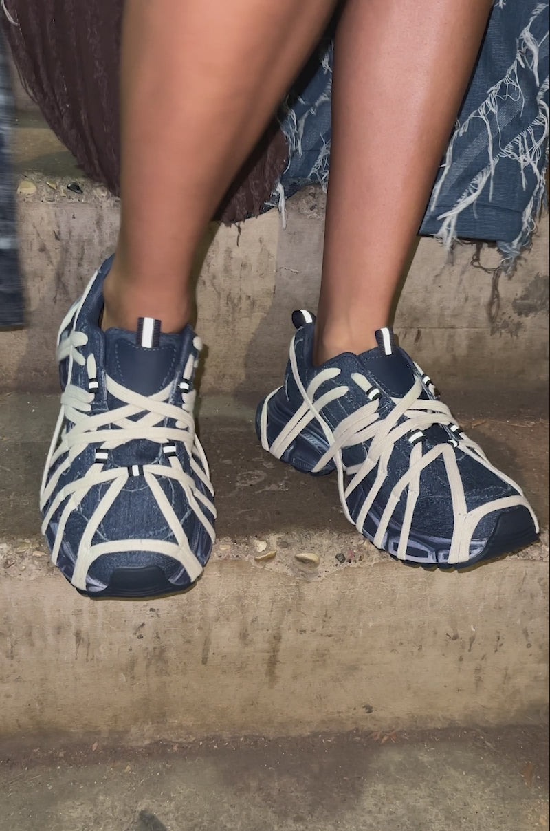 AZALEA WANG SELIE DENIM LACE DETAIL SNEAKER – AKIRA