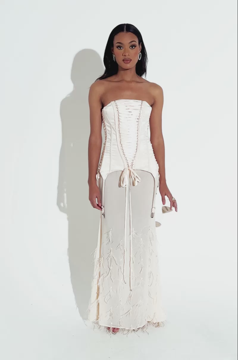 white christmas dresses Harlowe Corset Maxi Dress main image 1