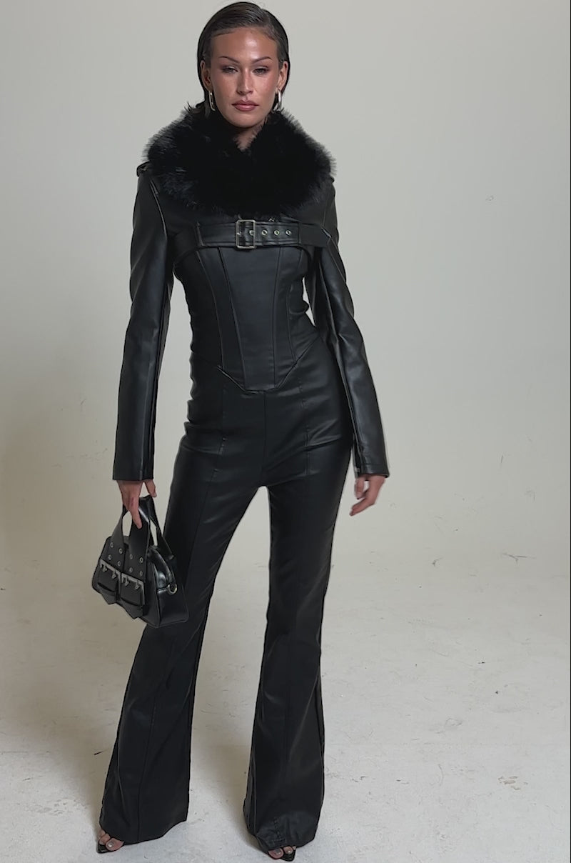HALF MY HEART ULTRA CROPPED MOTO WITH FUR COLLAR – AKIRA