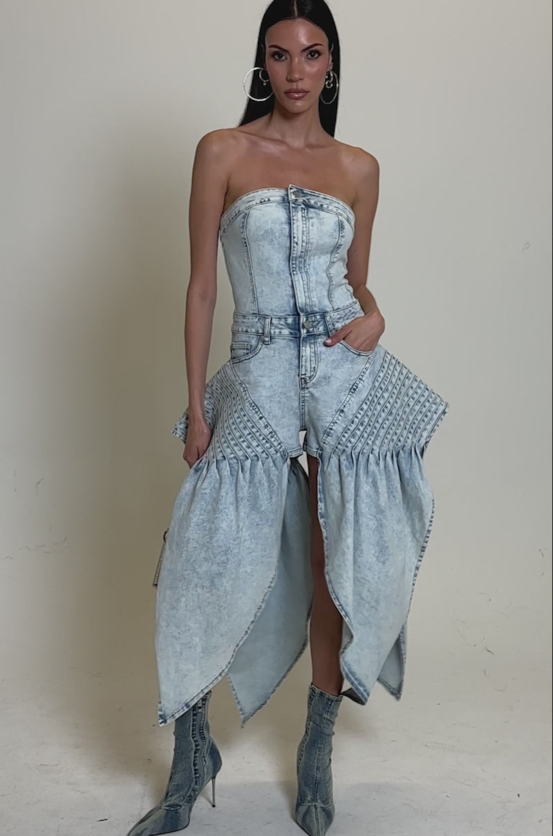 NO ONE LIKE ME DENIM ROMPER – AKIRA