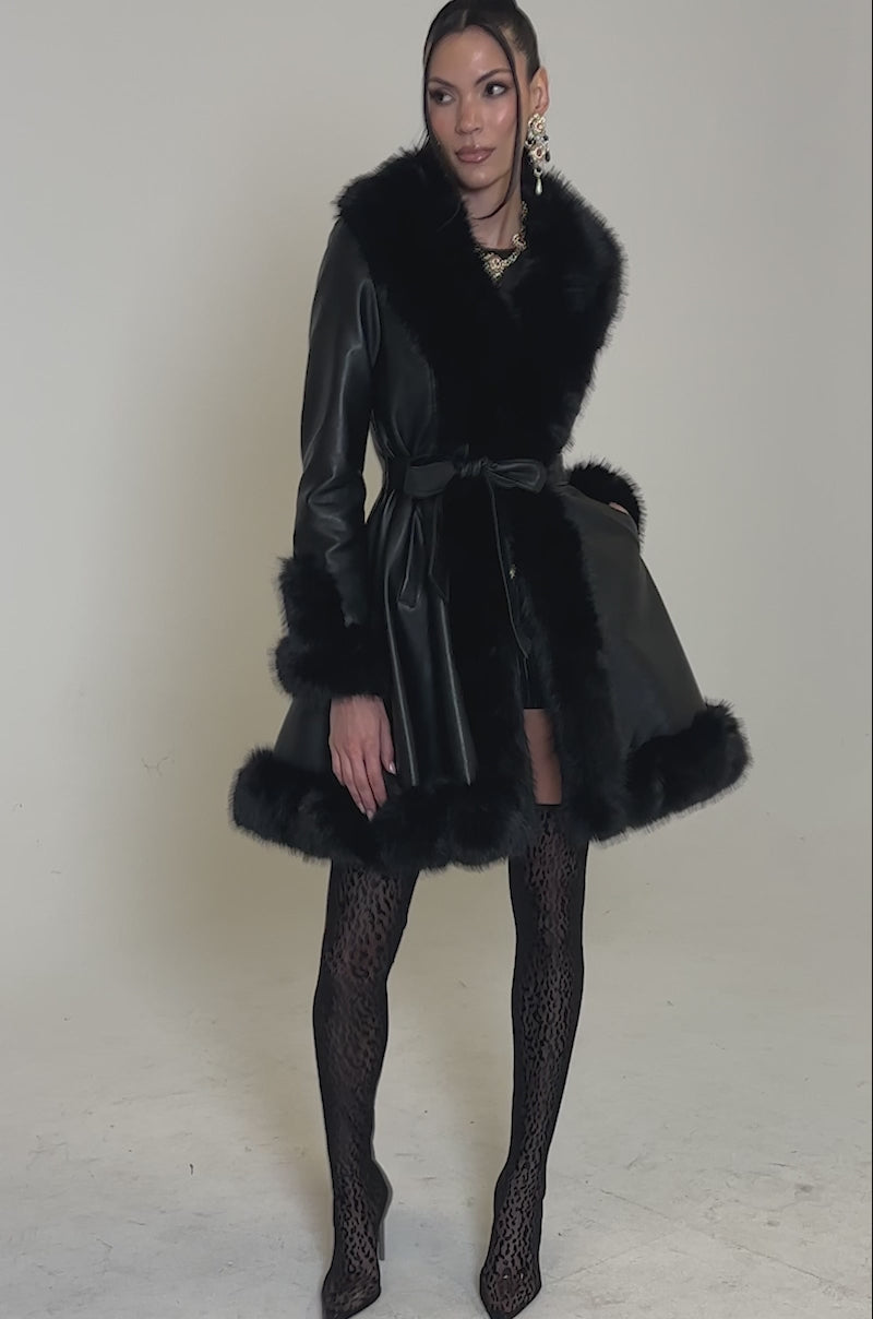 ADRIENNE FUR TRIM COAT – AKIRA