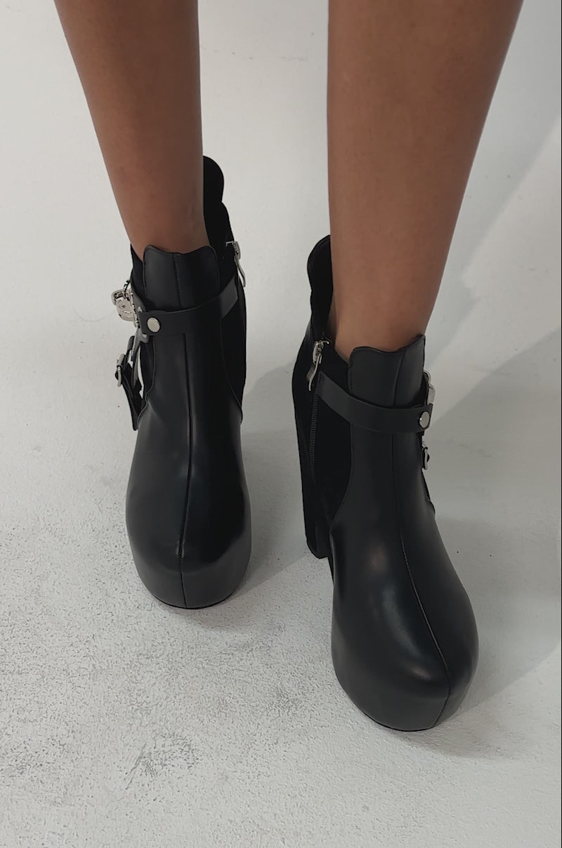 AZALEA WANG ABYSS BLACK WEDGE PLATFORM BOOTIE – AKIRA