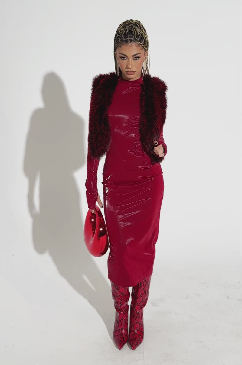 LIGHTS OUT FAUX FUR VEST IN RED – AKIRA
