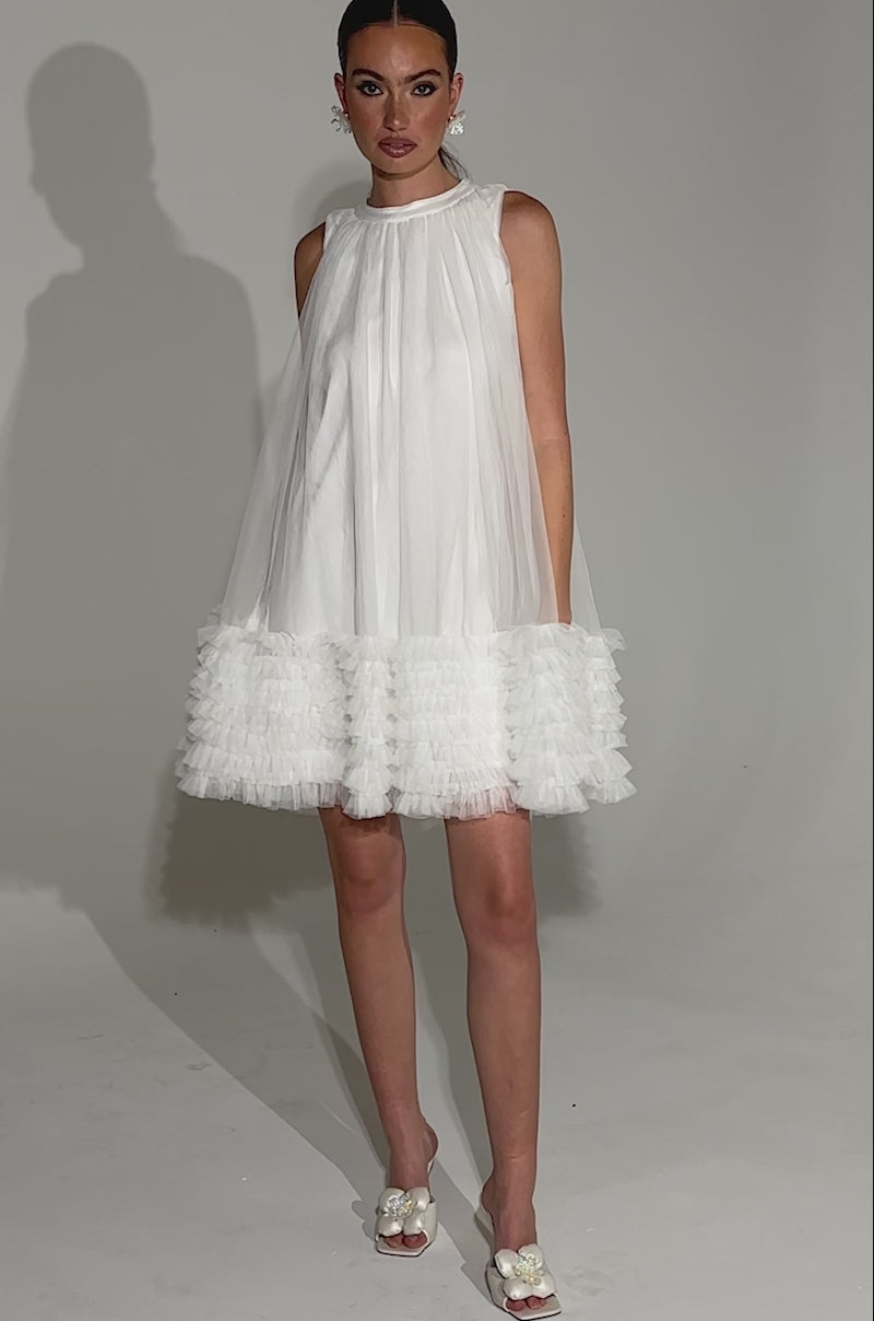 新品 ARIEL MINI DRESS ワンピース 白 ホワイト Ariel Scalloped Mini Dress – English Factory