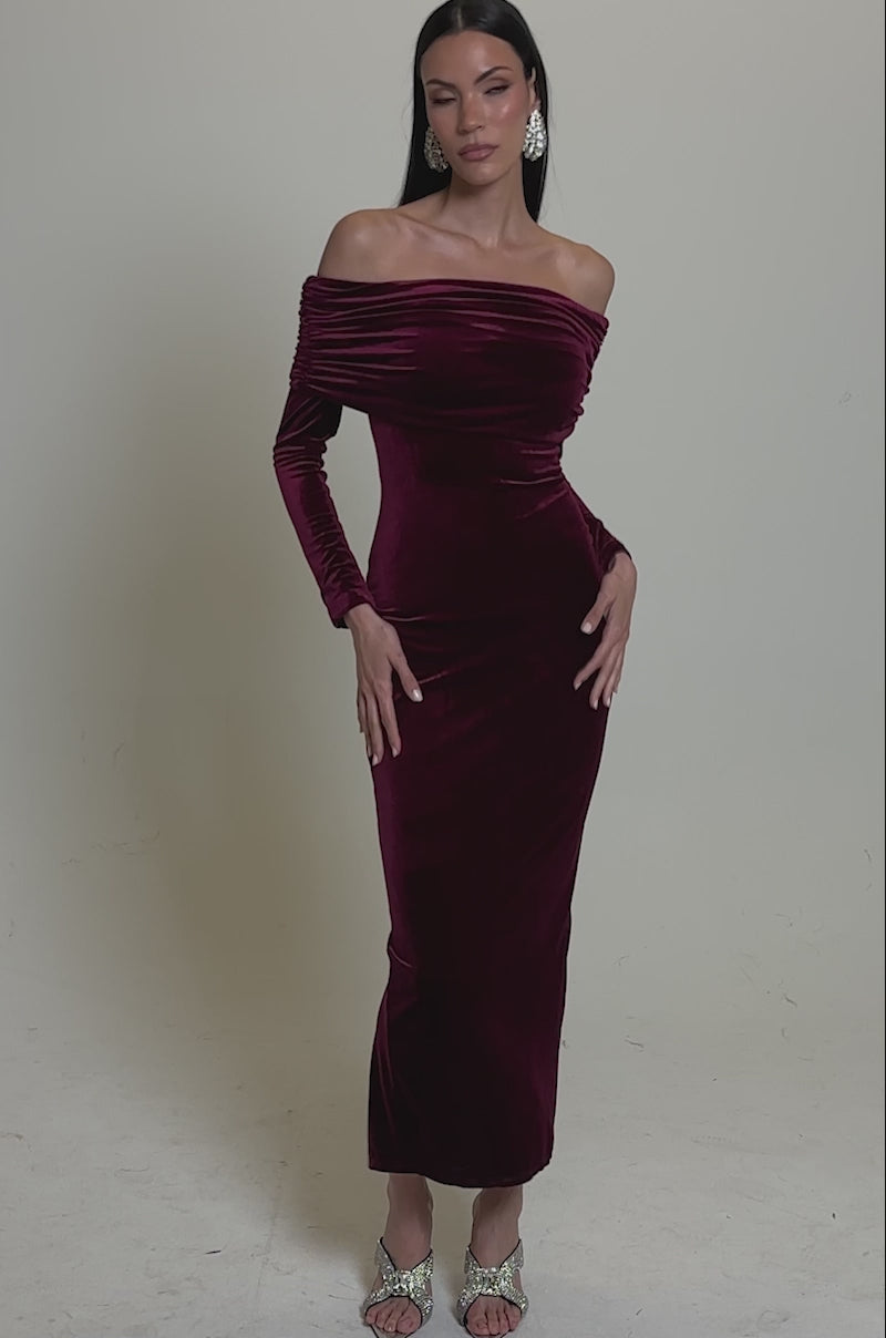 IN THE AIR VELVET MAXI DRESS – AKIRA