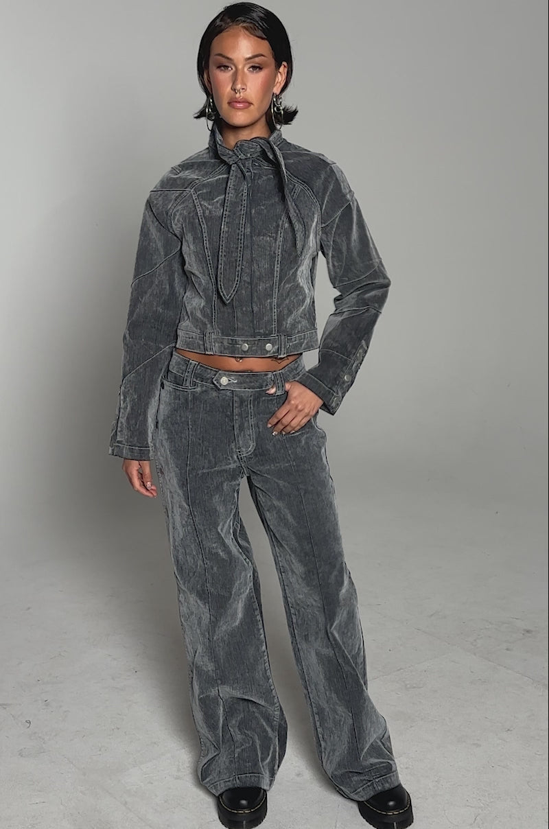 CATCHING EYES VELVET DENIM WIDE-LEG PANT – AKIRA