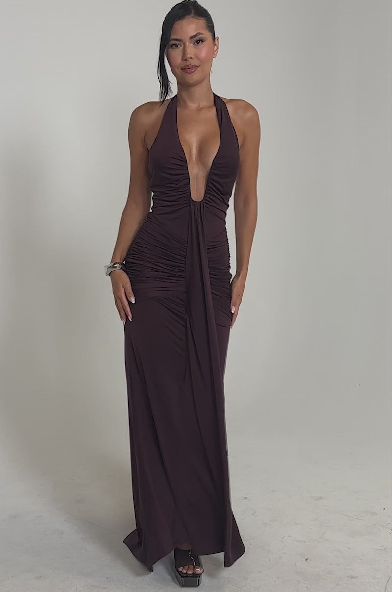 strapless open back dress SET THE MOOD MESH HALTER MAXI DRESS – AKIRA