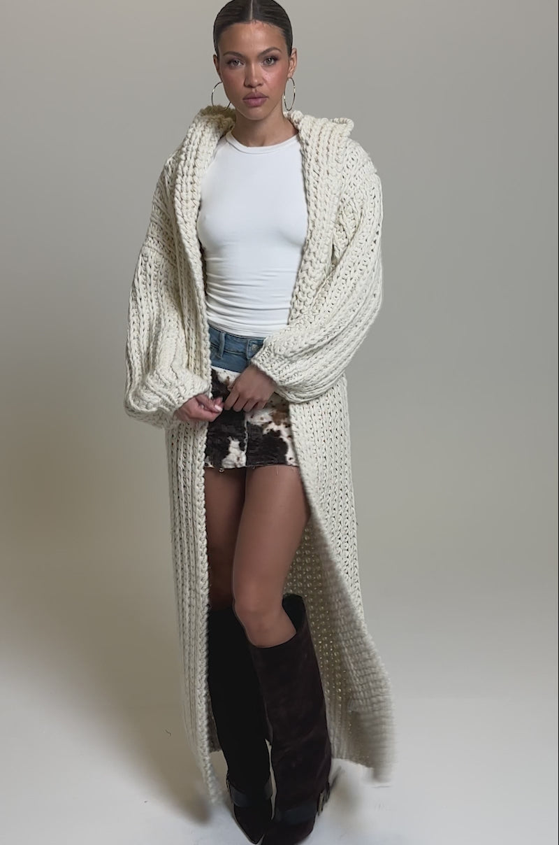 【3XL 3D】COOGIロングニット 　ゆきんこ様 COZY CROCHET LONG HOODED CARDIGAN – AKIRA