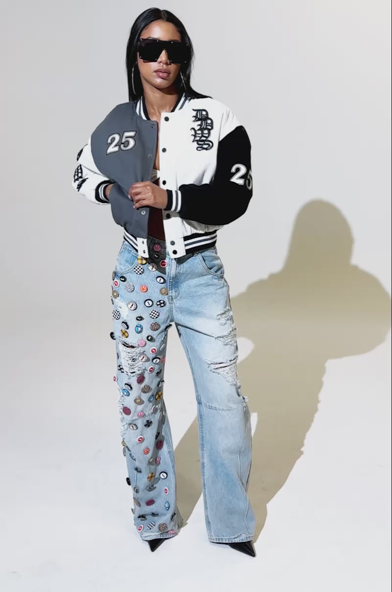goggles jeans PENELOPE GRAPHIC BUTTON JEANS – AKIRA