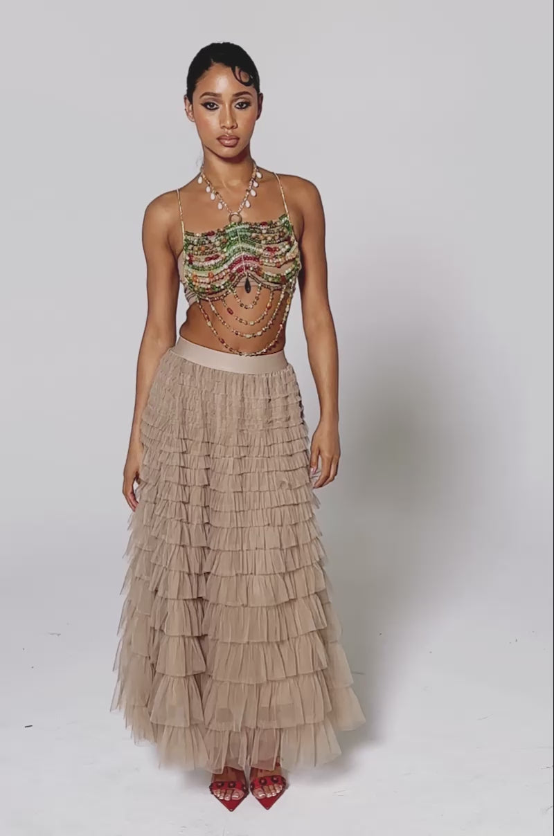 ESMERELDA BEADED CHAIN TOP – AKIRA