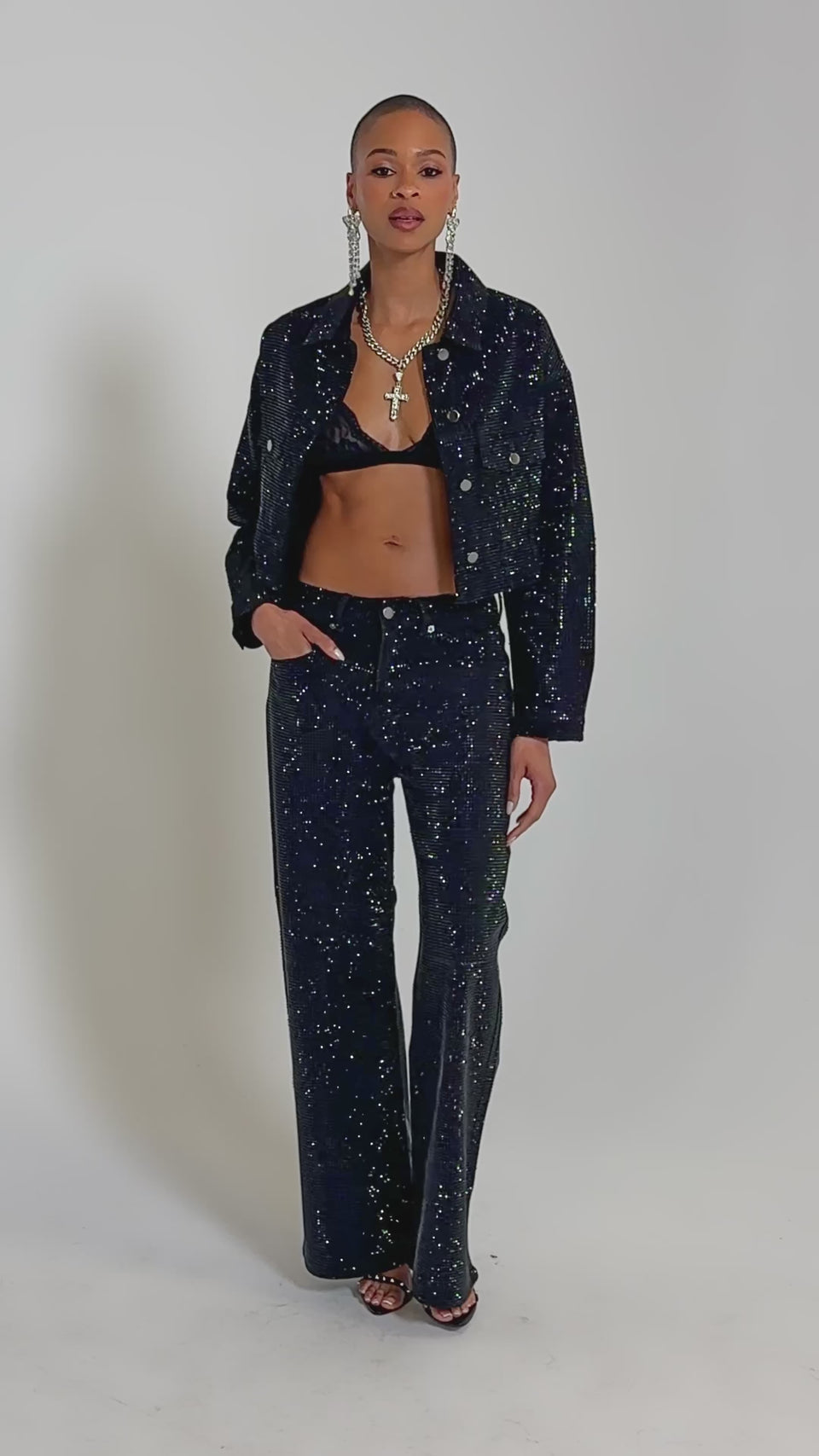 DEMI EMBELLISHED DENIM JACKET IN BLACK – AKIRA