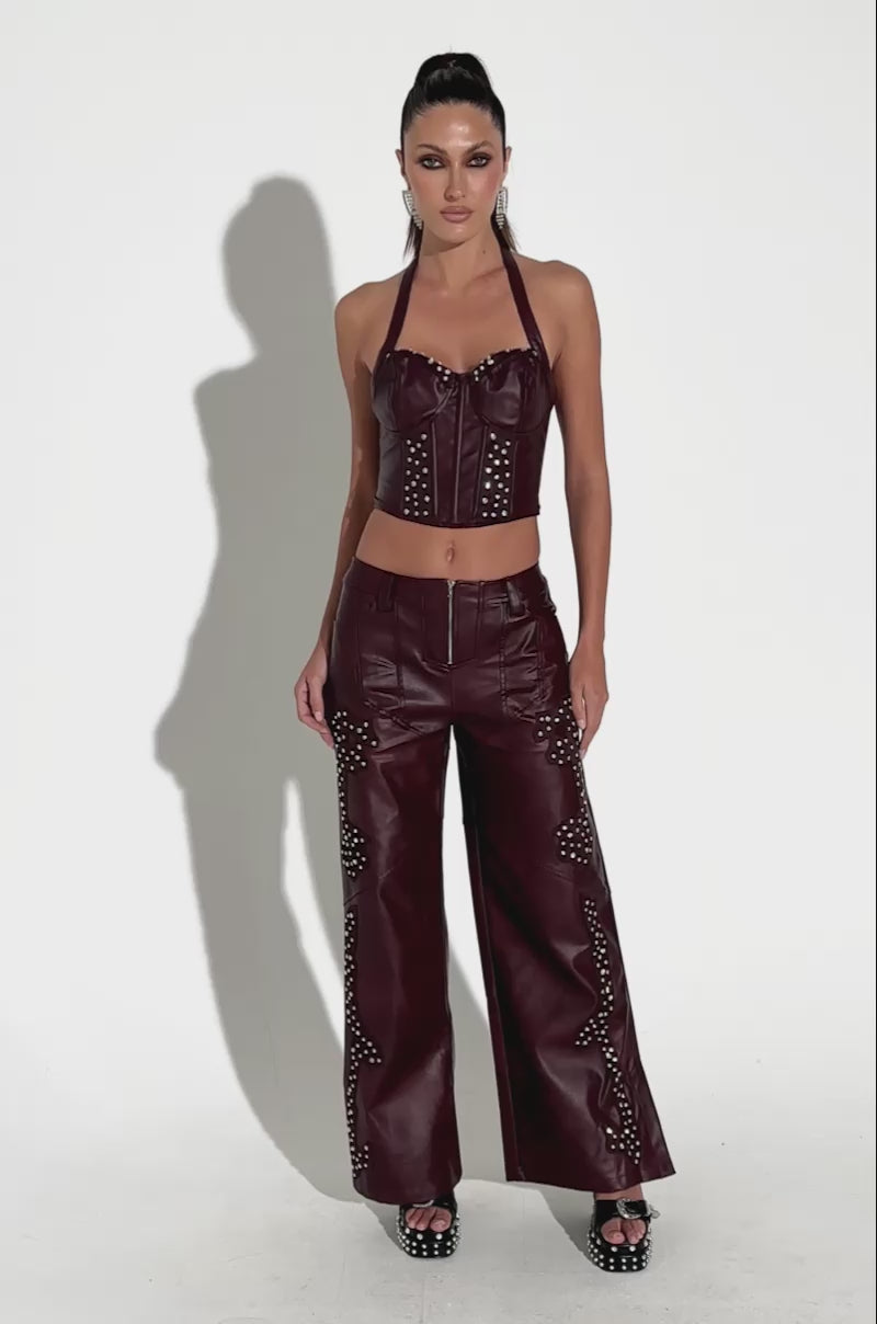 TEMPTATION'S BEST FRIEND PANT IN BURGUNDY – AKIRA