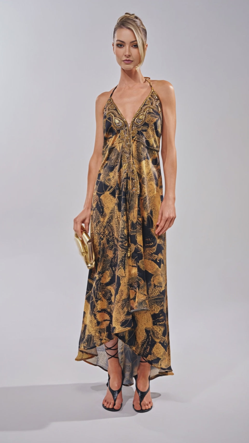 Black And Gold Met Gala Dress Fiona Black Gold Foil Frill Hem Dress Koko  Rose Boutique