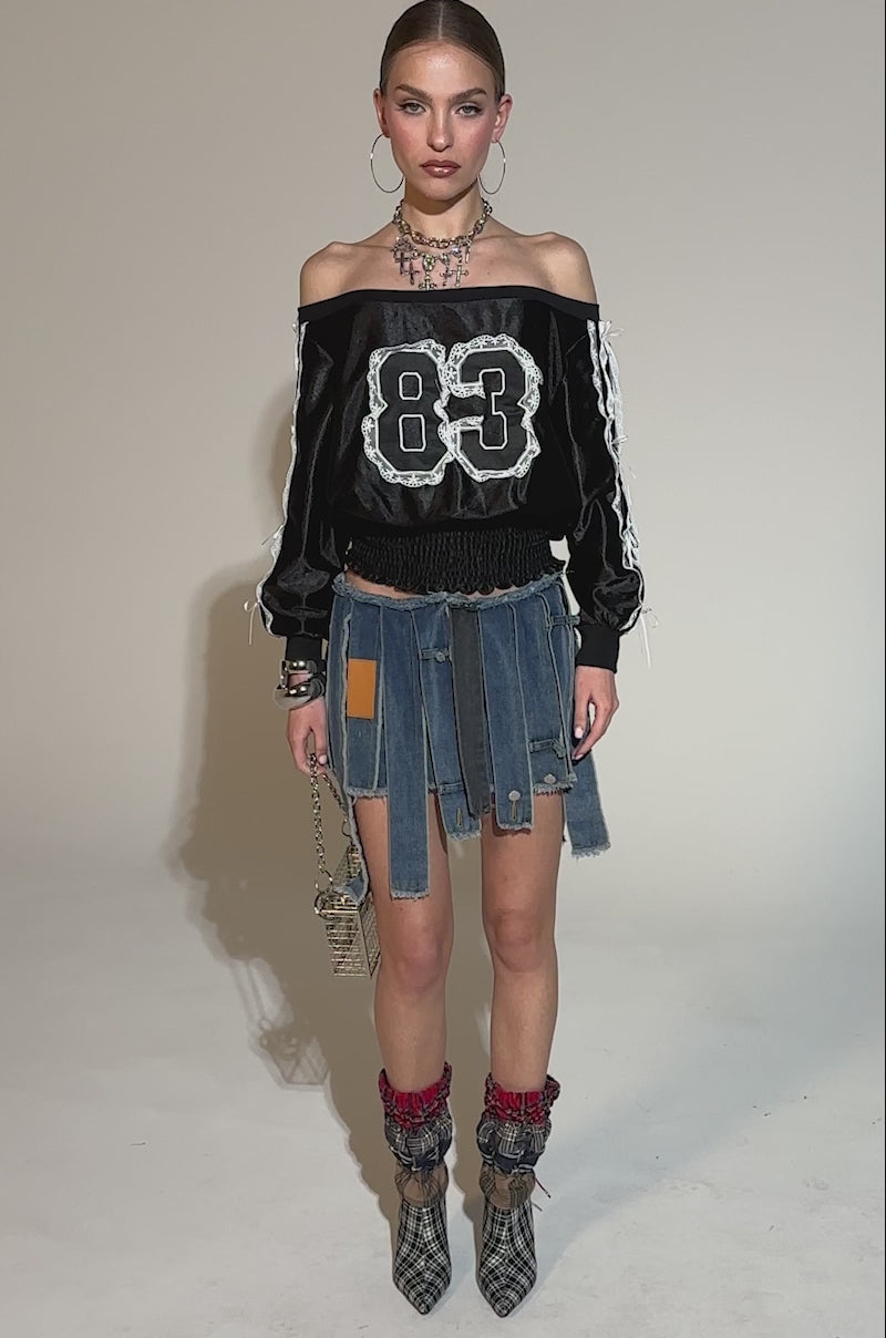 STRIPPED DENIM SKIRT – AKIRA