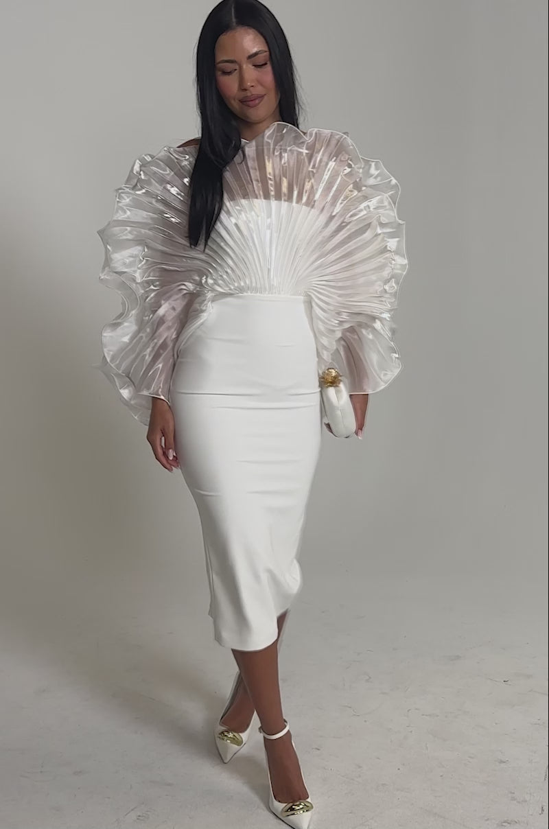 BY THE SEA SHORE BANDAGE MIDI DRESS  AKIRA