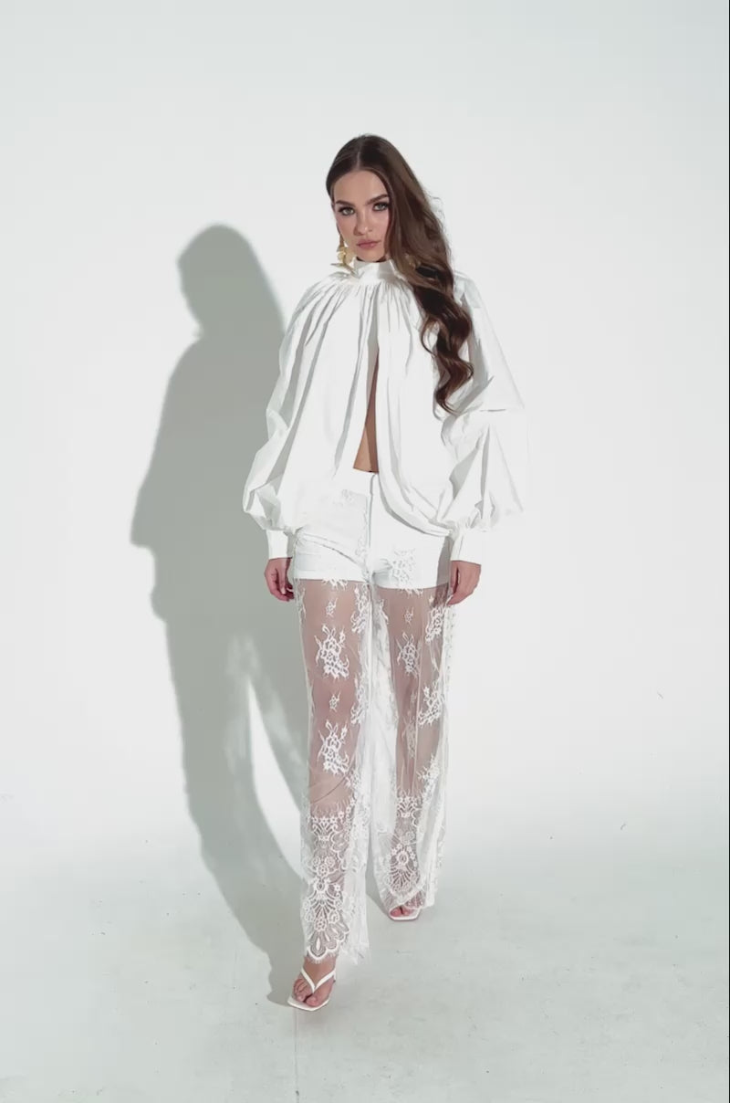 MASTERPIECE WHITE PUFF LONG SLEEVE TOP – AKIRA