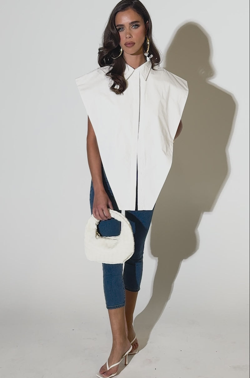 ALWAYS GIVING BUTTON DOWN POPLIN BLOUSE – AKIRA