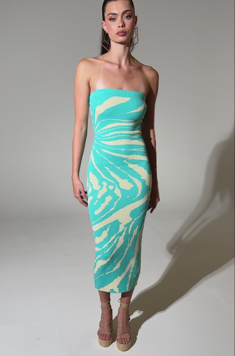 malibu midi dress MALIBU DREAMIN PRINTED KNIT MIDI DRESS – AKIRA