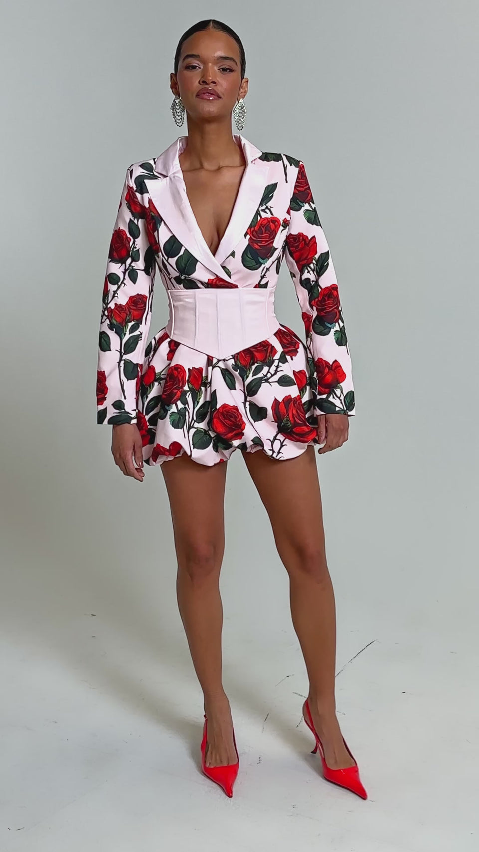 PAINTING THE ROSES RED BUBBLE MINI DRESS WITH CORSET – AKIRA