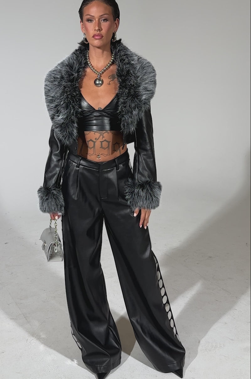 GISELE CROP MOTO BLAZER IN BLACK GREY – AKIRA