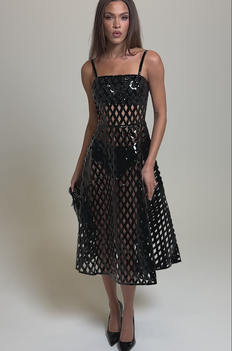 knee length dresses for ladies SEXY AS HELL MESH MIDI DRESS – AKIRA