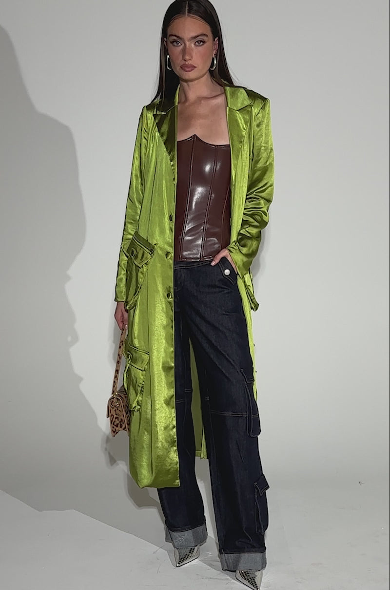 AKM 【C046】 washed satin trench coat AKM 【C046】 washed satin trench coat - Trench