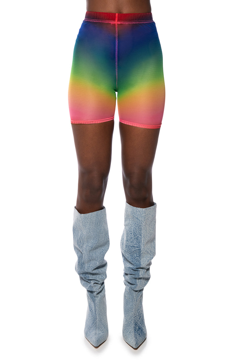 Back View Pride Effect Mesh Biker Short