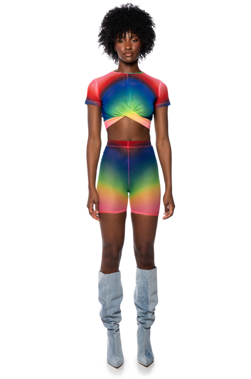 Extra View Pride Effect Mesh Biker Short