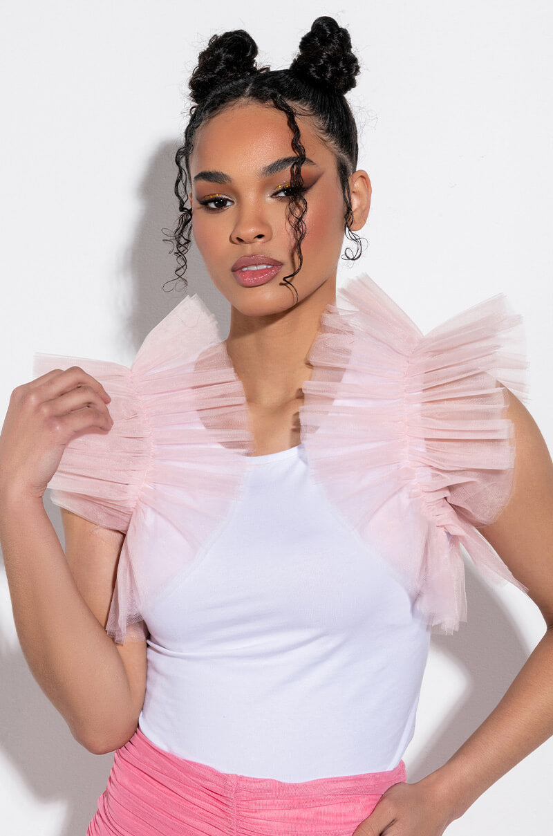 Front View Prima Ballerina Tulle Detail Tee Shirt