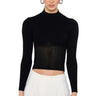 Front View Prime Time Long Sleeve Mock Neck Sweater In Black