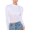 Front View Prime Time Long Sleeve Mock Neck Sweater In White