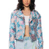 Front View Primrose Studded Brocade Moto Jacket