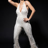 Front View Princess Genovia Feather Detail Jumpsuit