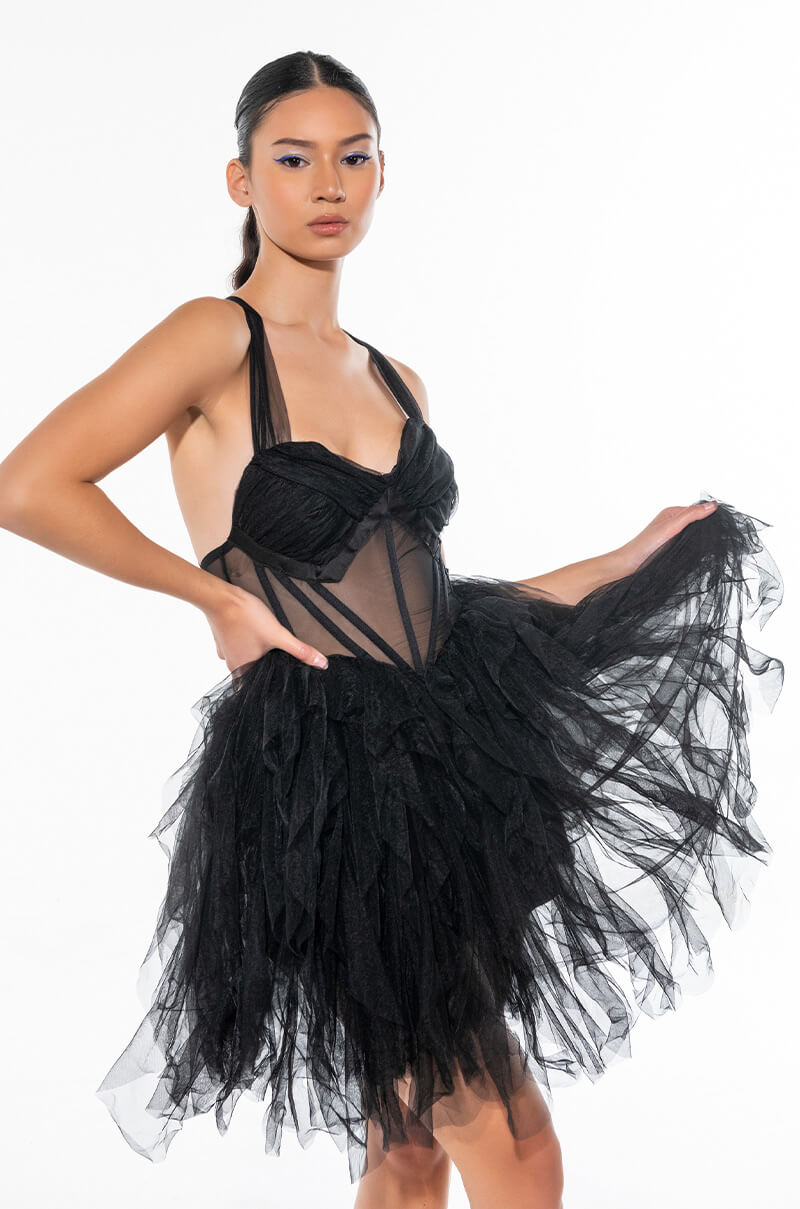 PRINCESS SHIT TULLE MINI DRESS BLACK view 0