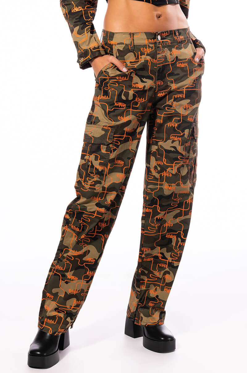 PRINTED CAMO CARGO PANT view 0