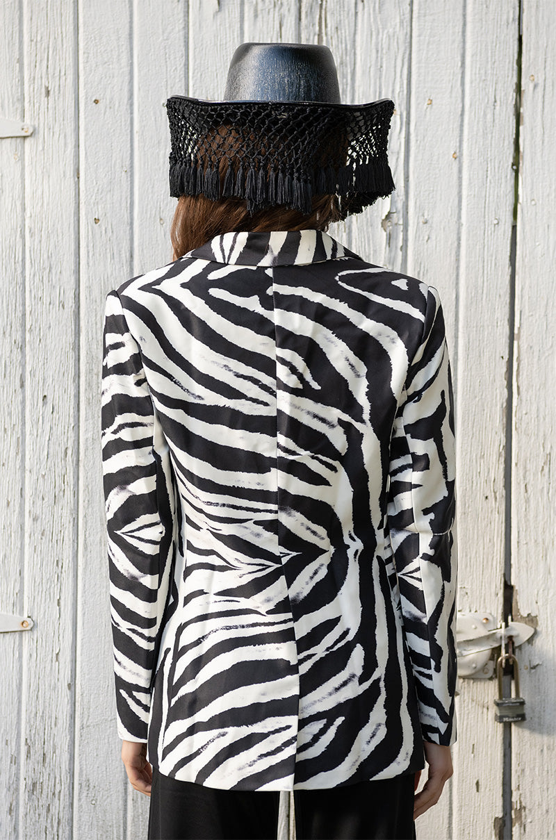 Full View Prints Please Oversized Zebra Blazer