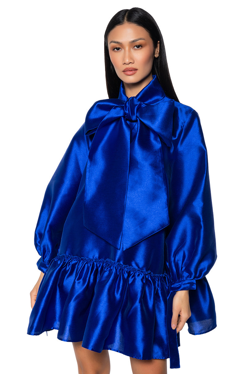 PUFF SLEEVE DROP WAIST MINI DRESS view 0