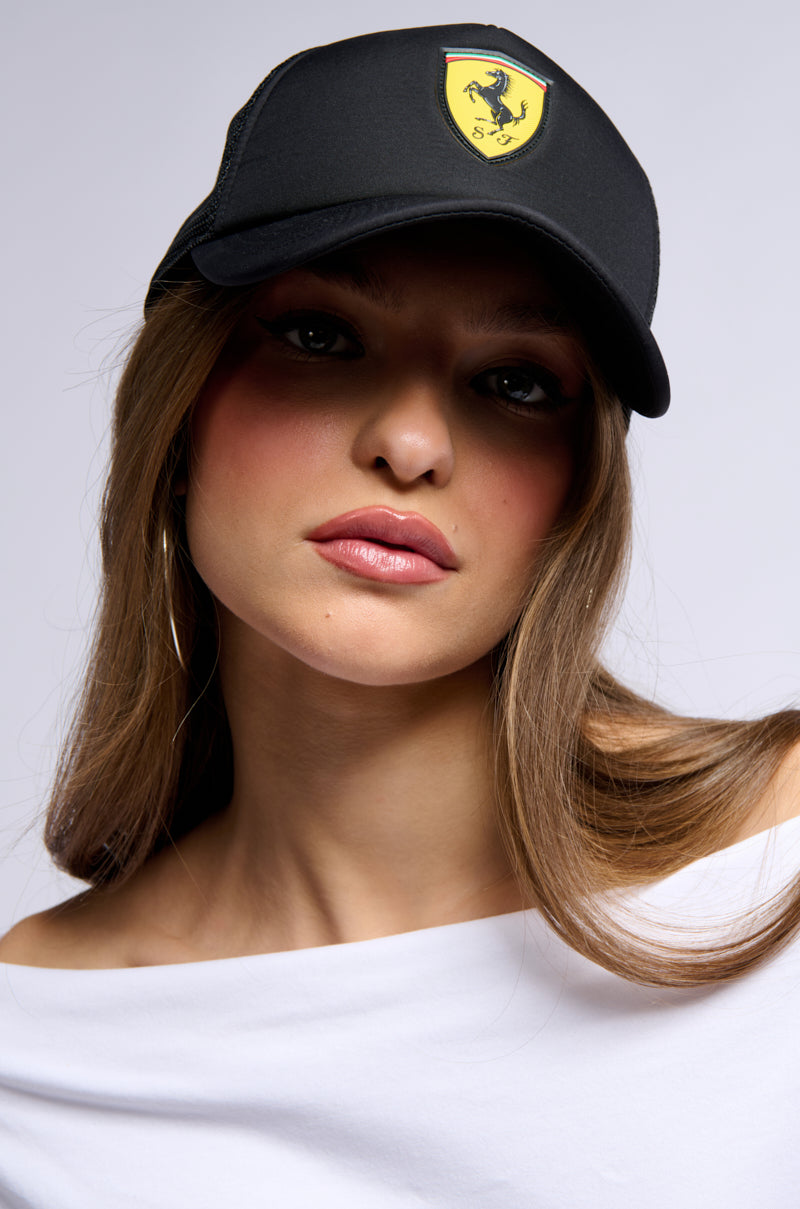 Front View Puma Ferrari Hat In Black
