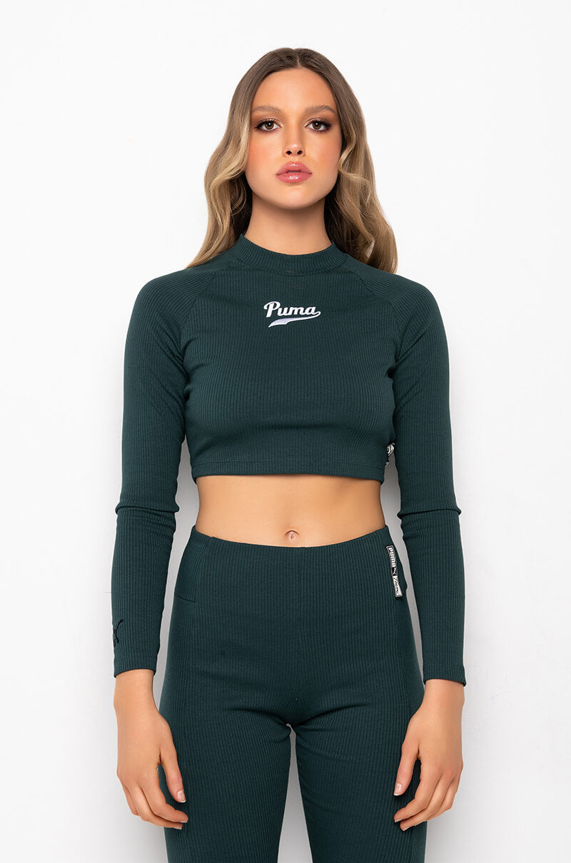 Back View Puma Team Ribbed Ls Top