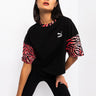 Front View Puma Zebra Sleeve Boyfriend Crop Tee in Black Multi